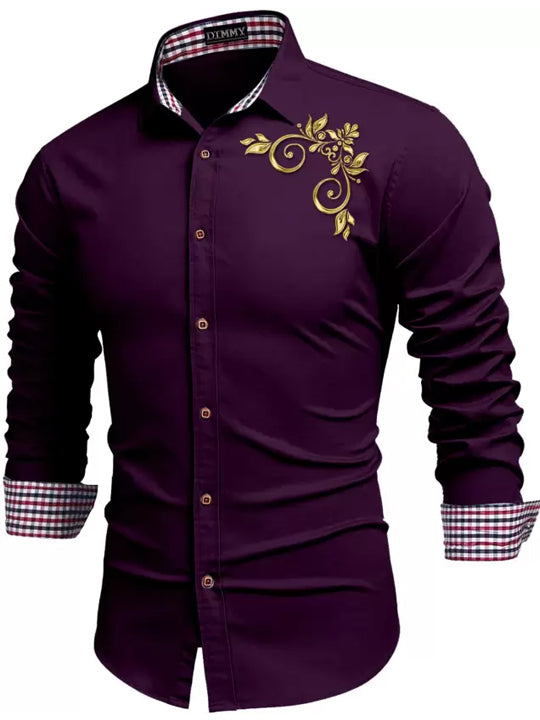 Men Slim Fit Solid Button Down Collar Casual Shirt