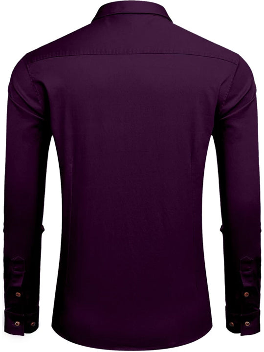 Men Slim Fit Solid Button Down Collar Casual Shirt