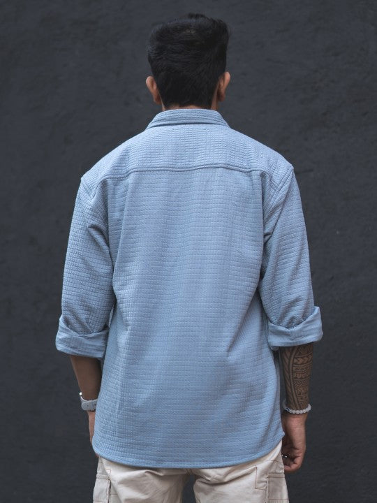 India Slim Self Designed Spread Collar Casual Oversized Shirt